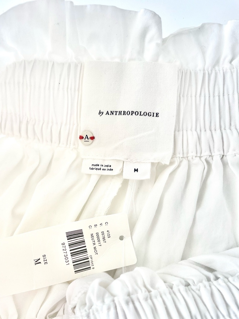 NWT Anthropologie Embroidered Culottes Sz M White Wide Leg Boho Scalloped Pants - Picture 9 of 14
